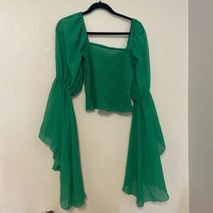 Bell Sleeve Crop Tops